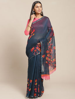 Sareemall - Green Floral Printed Saree