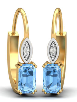 KuberBox - 14K Meridian Aquamarine Hoops for Women Girls