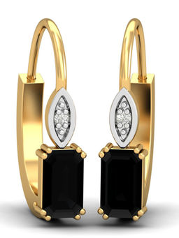 KuberBox - 14K Meridian Black Diamond Hoops for Women Girls