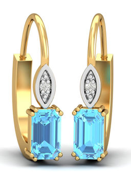 KuberBox - 14K Meridian Topaz Blue Hoops for Women Girls