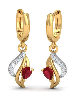 KuberBox - 14K Chivalric Ruby Hoop Earrings for Women Girls