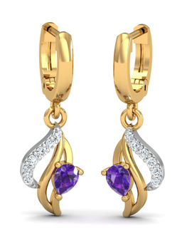 KuberBox - 14K Chivalric Amethyst Hoop Earrings for Women Girls