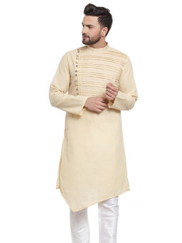 Treemoda - Designer Beige Linen Kurta For Men