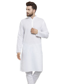 Treemoda - Plain Linen White Kurta For Men