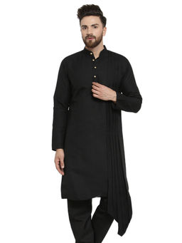 Treemoda - Designer Black Linen Kurta For Men