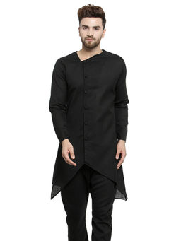 Treemoda - Designer Black Linen Kurta For Men