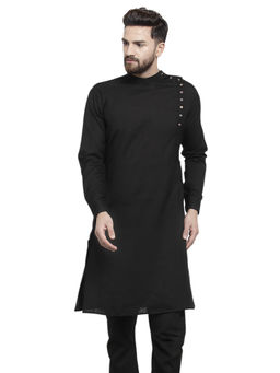 Treemoda - Designer Black Linen Kurta For Men