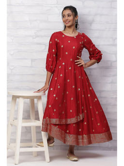 Rangriti - Red Viscose Kalidar Dress