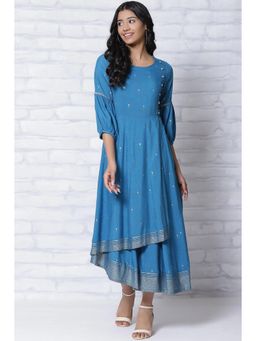 Rangriti - Blue Viscose Kalidar Dress