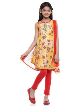 Biba - Yellow Cotton A Line Suit (Set of 3)