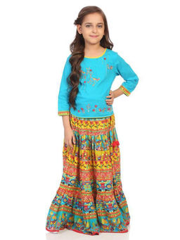 Biba - Turquoise Cotton Straight Suit (Set of 2)