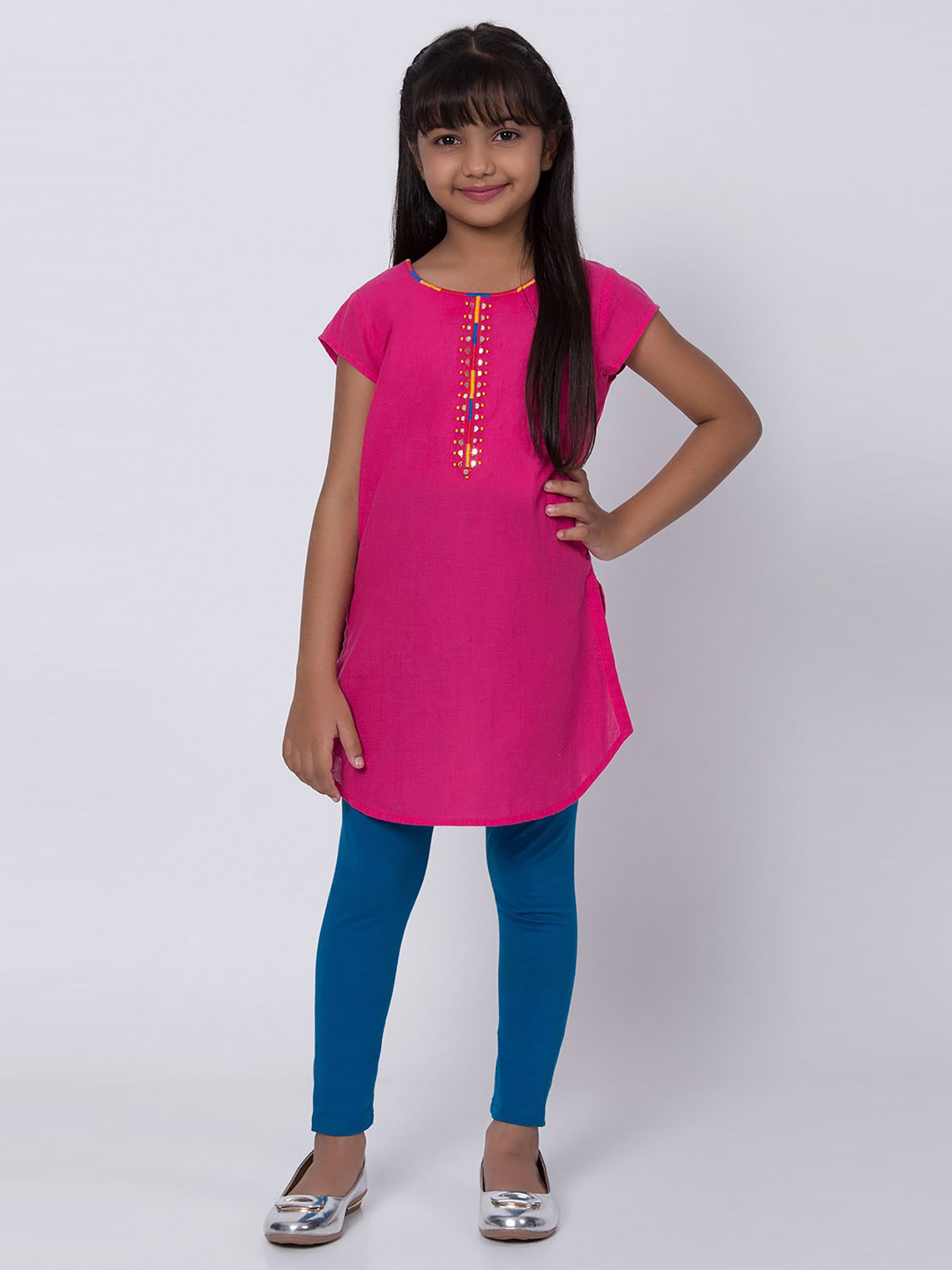 Buy Biba Pink Solid Kurta With Leggings 