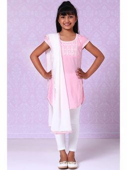 Biba - Pink Cotton Straight Suit (Set of 4)