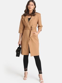 Kazo - Brown Solid Coat With Belt