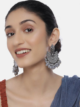 Laida - Women Rhodium Plated Crescent Shaped Earrings