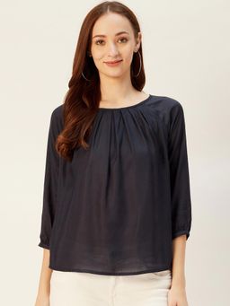 Sera - Navy Blue Solid Top