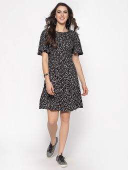 Sera - Black Floral Mini Dress