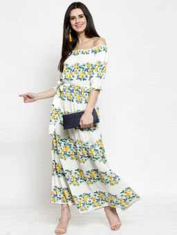 Sera - Off White Floral Maxi Dress