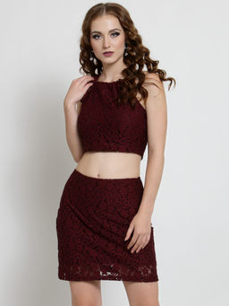Sera - Maroon Colorblock Co-Ord (Set of 2)