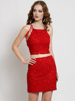 Sera - Red Colorblock Co-Ord (Set of 2)