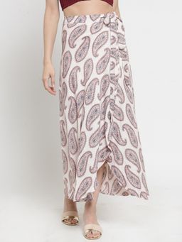 Sera - Off White Floral Midi Skirt