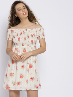 Sera - Off White Floral Mini Dress