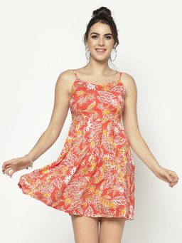 Sera - Coral Floral Mini Dress