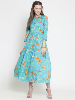 Sera - Blue Floral Midi Dress