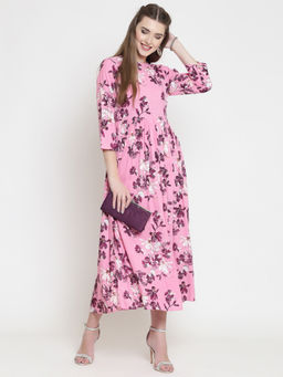 Sera - Pink Floral Midi Dress