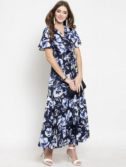 Sera - Navy Blue Floral Maxi Dress
