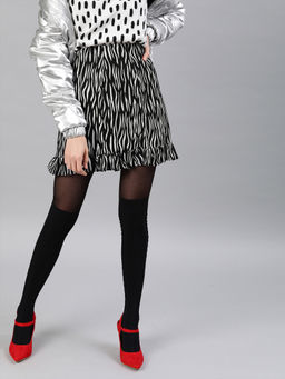 Sera - Black Animal Print Mini Skirt