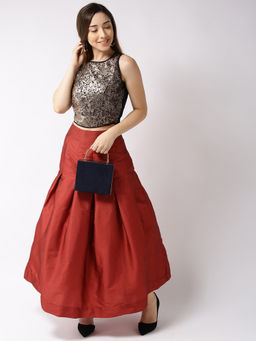 Sera - Maroon Solid Skirt (Set of 2)