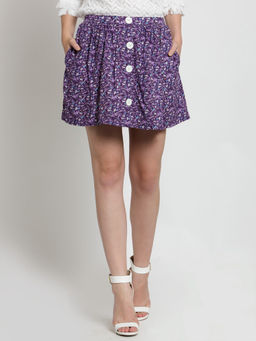 Sera - Purple Floral Mini Skirt