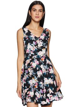 Sera - Navy Blue Printed Mini Dress