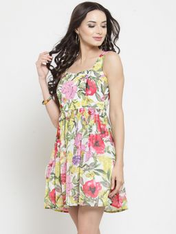 Sera - Off White Floral Mini Dress