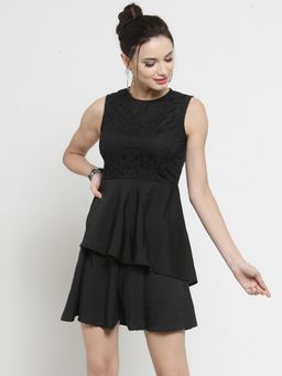 Sera - Black Solid Mini Dress