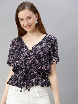 Sera - Black Floral Top