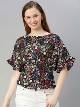 Sera - Black Floral Top