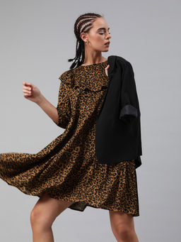 Sera - Brown Floral Mini Dress