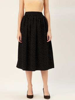 Sera - Black Polka Dots Flared Skirt