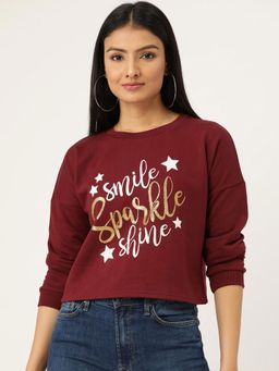 Sera - Maroon Printed Sweatshirt
