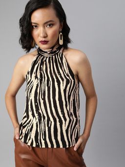 Sera - Black Animal Print Top