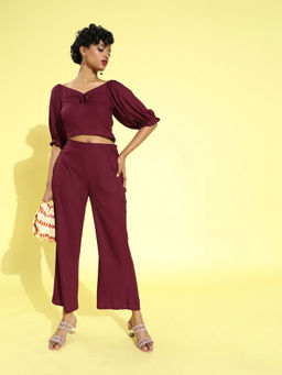 Sera - Burgundy Printed Co-ord (Set of 2)