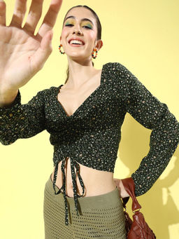 Sera - Black Floral Top