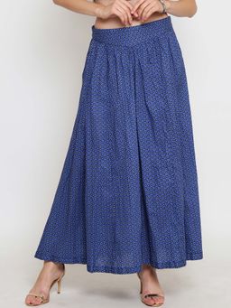 Sera - Navy Blue Floral Maxi Skirt
