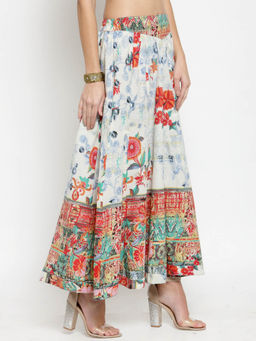 Sera - Off White Floral Maxi Skirt