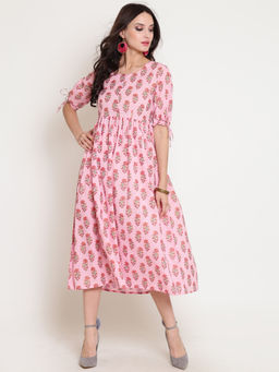 Sera - Pink Floral Midi Dress