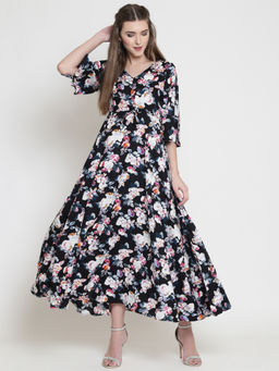 Sera - Black Floral Maxi Dress
