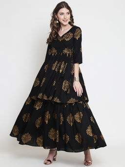 Sera - Black Printed Maxi Dress
