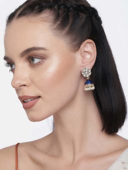 Laida - Blue Gold-Toned Dome Shaped Jhumkas